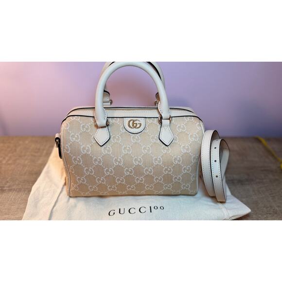 Gucci Handbags - Gucci Pink Denim Boston Crossbody Bag